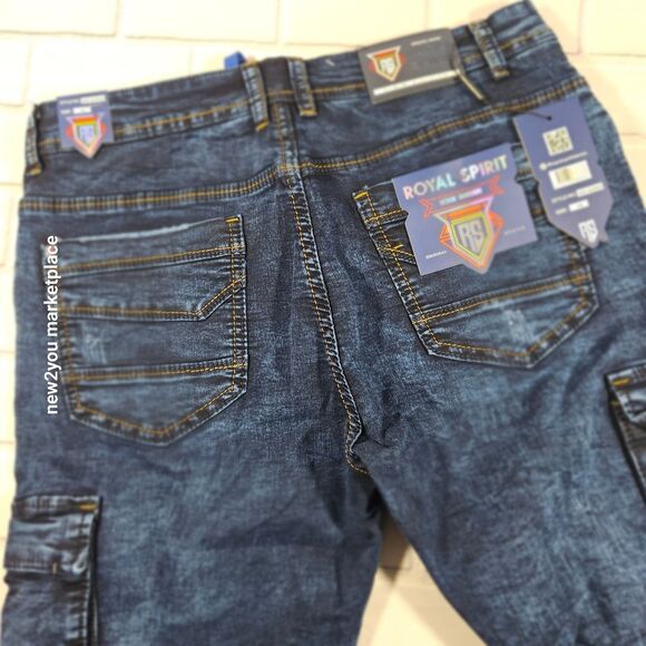 Men's Royal Spirit Denim Blue Jeans Size 34 shoestring waistband New - Picture 5 of 16